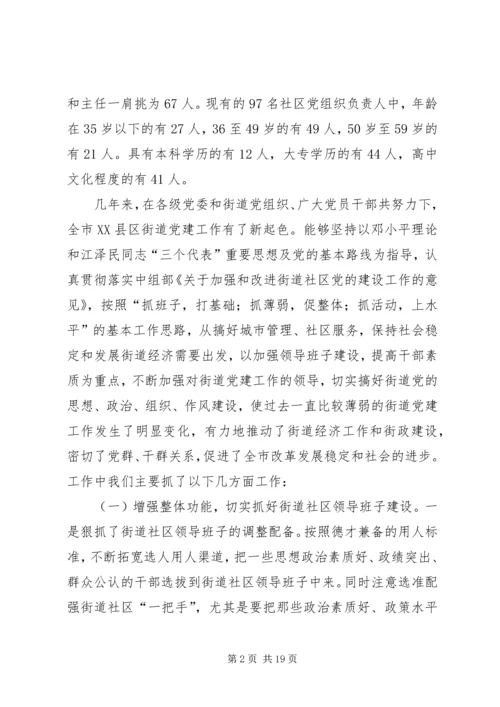 市街道社区党建工作情况、存在问题及建议.docx