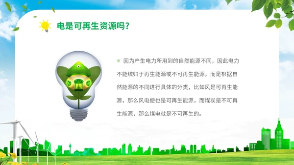 绿色清新展板公司学校单位企业节约用电安全学习培训模板