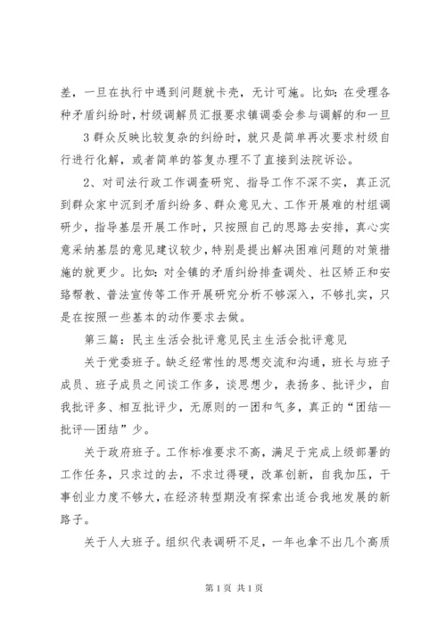 我在专题民主生活会上的批评意见.docx