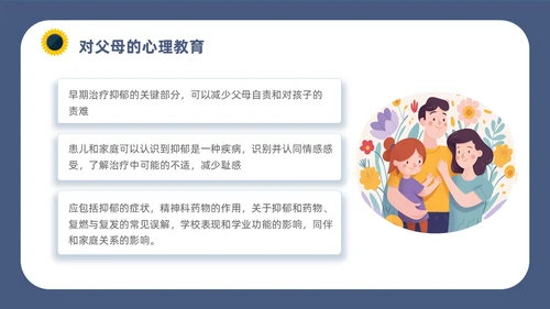 深蓝灰色简约插画扁平风青少年抑郁障碍及自杀防治动画PPT抑郁症