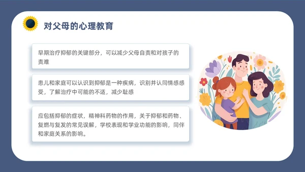 深蓝灰色简约插画扁平风青少年抑郁障碍及自杀防治动画PPT抑郁症