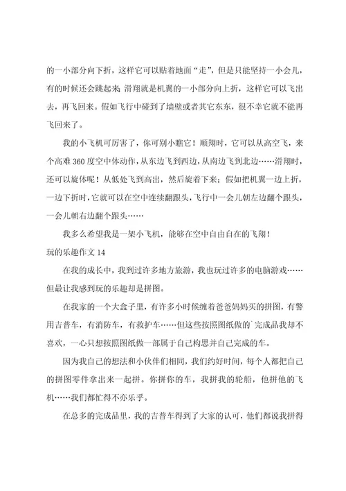 玩的乐趣作文