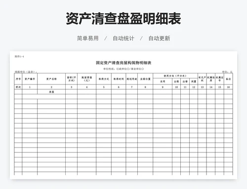 资产清查盘盈明细表