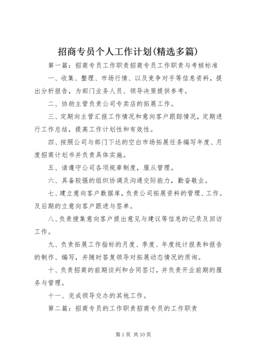 招商专员个人工作计划(精选多篇).docx