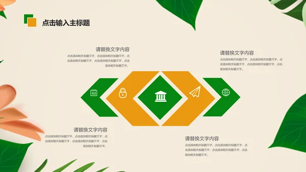 清新植物绿色教学设计述职报告PPT模板