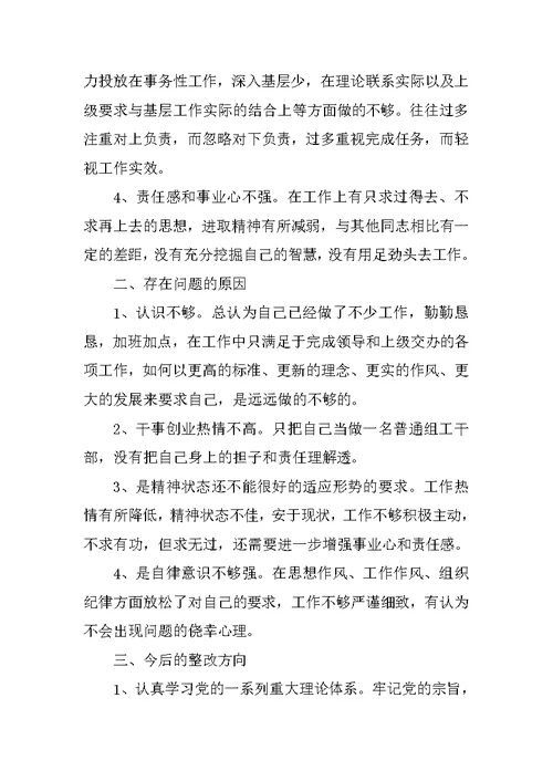 纪律作风整顿活动民主生活会发言材料