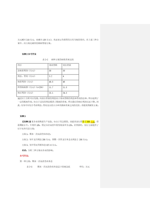 盖地税务筹划学第4版章后案例参考答案幻灯片资料