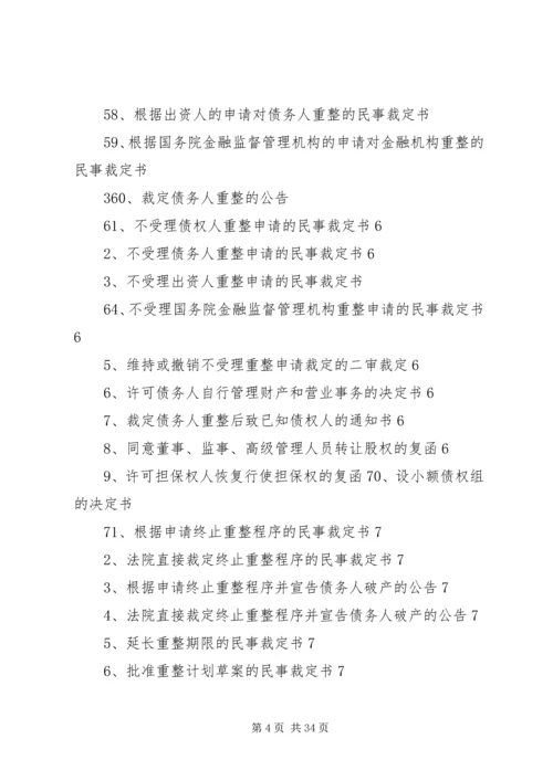 人民法院破产程序法律文书样式.docx