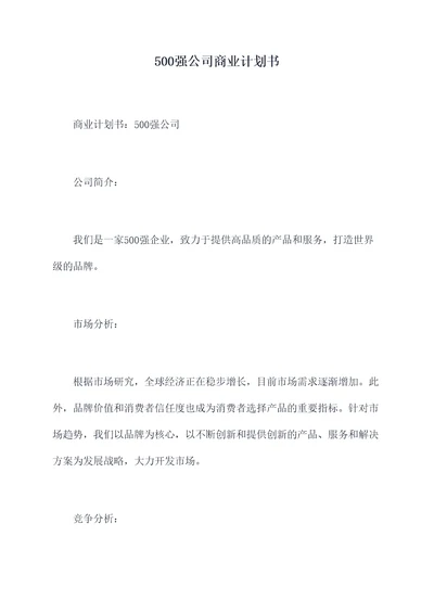 500强公司商业计划书