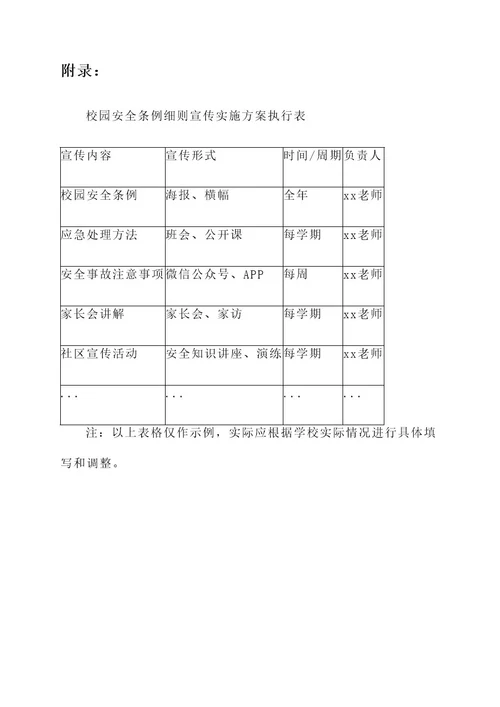 校园安全条例细则宣传实施方案