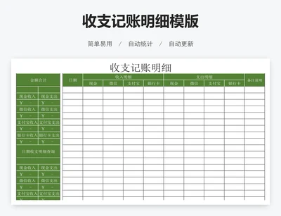 收支记账明细模版