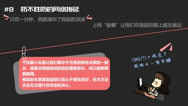 克服战胜拖延症读书笔记PPT模板