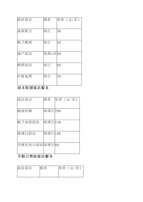 武昌银行保洁报价单