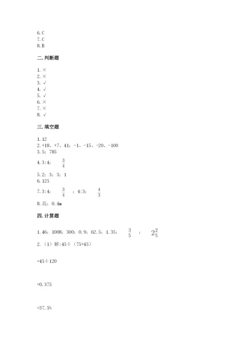 人教版六年级下册数学期末测试卷含答案【培优】.docx