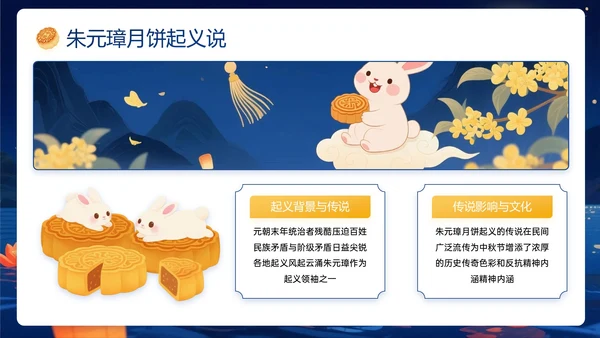 深蓝橙色中国风关于中秋节传统节日介绍PPT模板