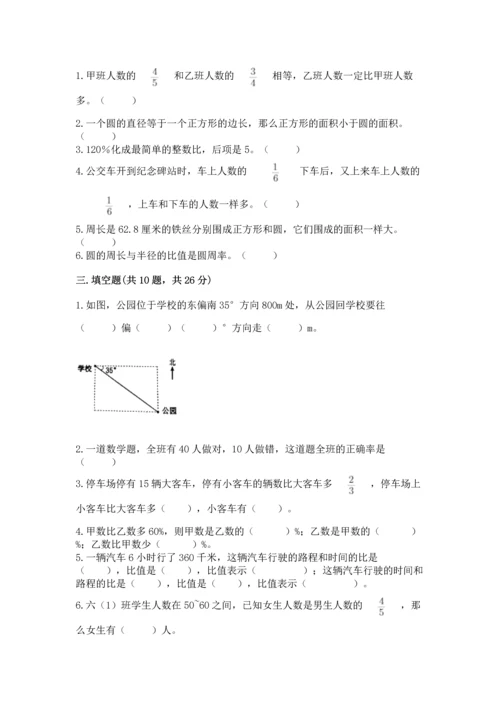 2022六年级上册数学《期末测试卷》含答案【研优卷】.docx