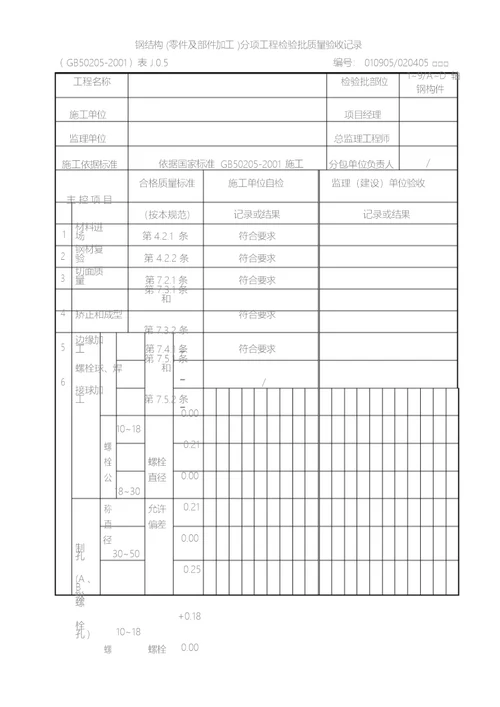 钢结构检验批