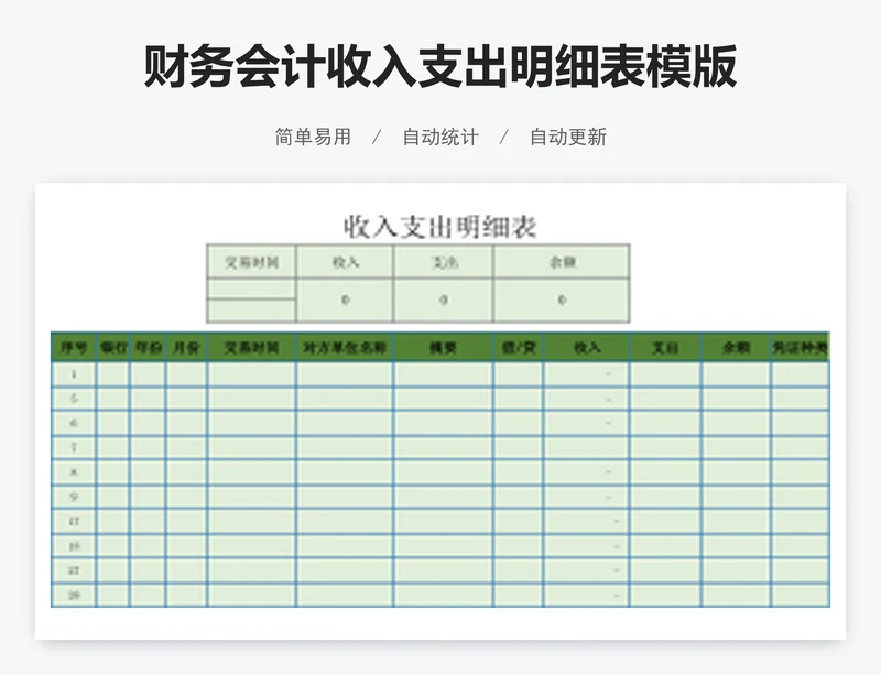 财务会计收入支出明细表模版