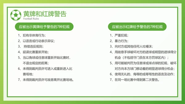 绿色风足球比赛规则介绍宣传PPT模板