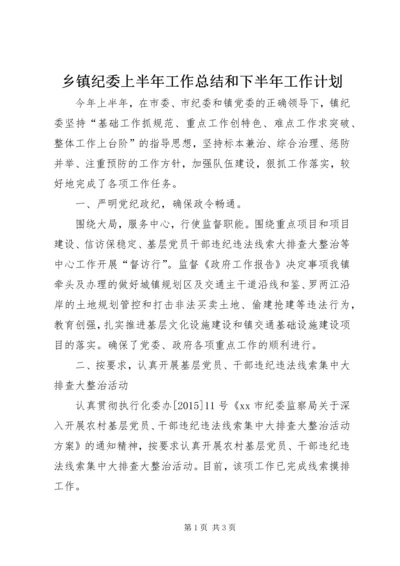 乡镇纪委上半年工作总结和下半年工作计划.docx