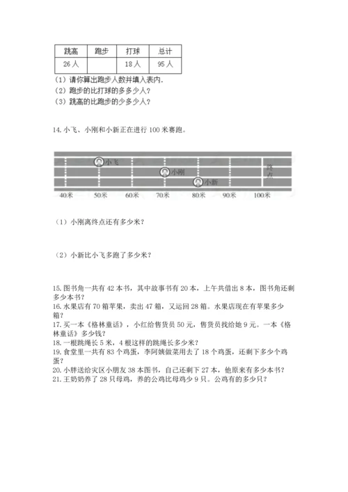 二年级上册数学应用题100道带答案（精练）.docx