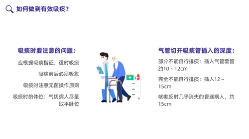 蓝色插画简约卡通吸痰护理PPT模板护理查房