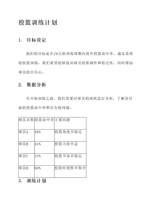 20天投篮训练计划