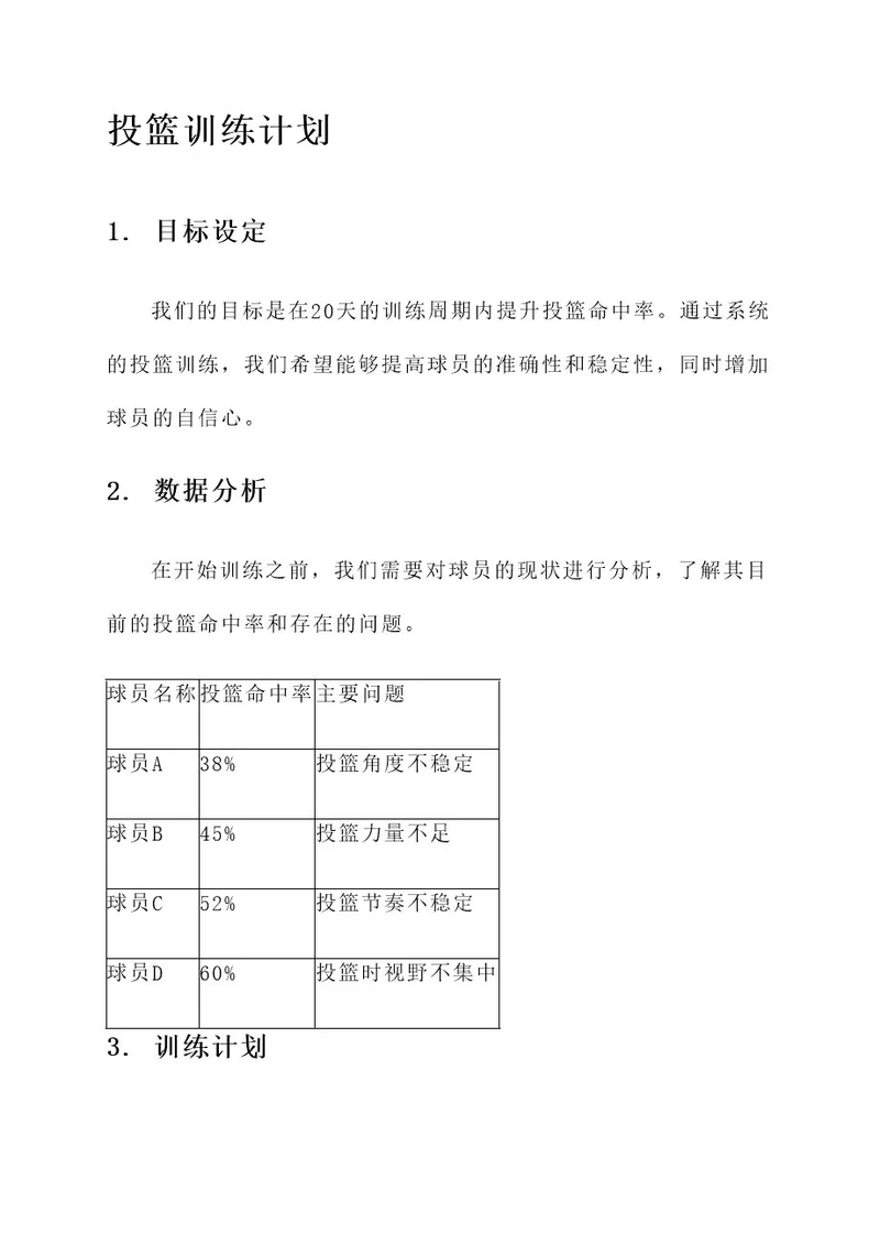 20天投篮训练计划