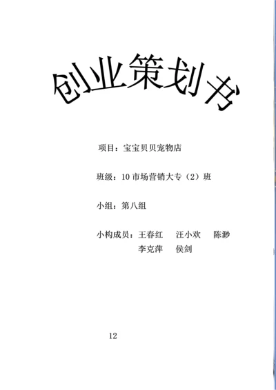 宠物店创业综合计划书.docx