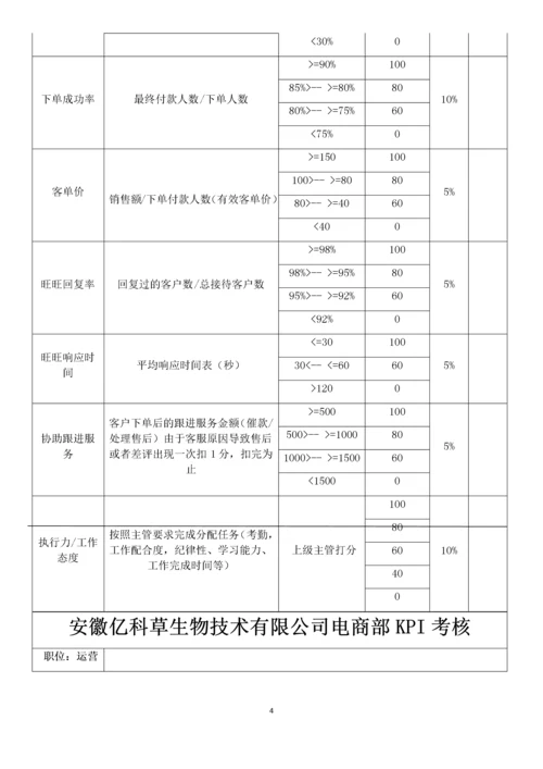 安徽亿科草生物技术有限公司电商部绩效考核方案(初稿).docx