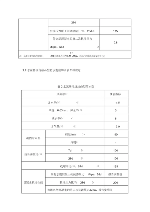 水泥基渗透结晶型防水材料作业指导书模板