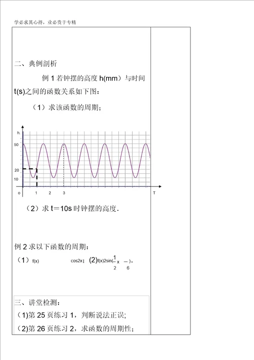 河南省偃师市实验高级中学高中数学四学案三角函数的周期性