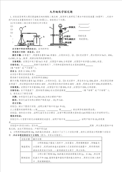 九年级化学探究题