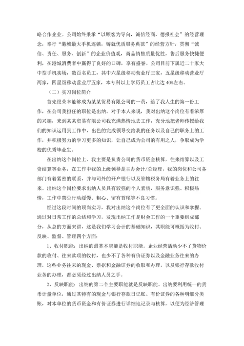 出纳的实习报告范文集合9篇.docx