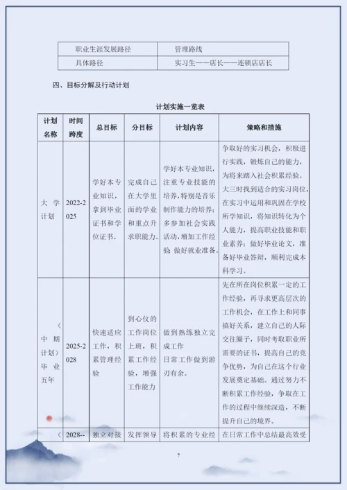 11页4500字连锁经营与管理专业职业生涯规划.docx