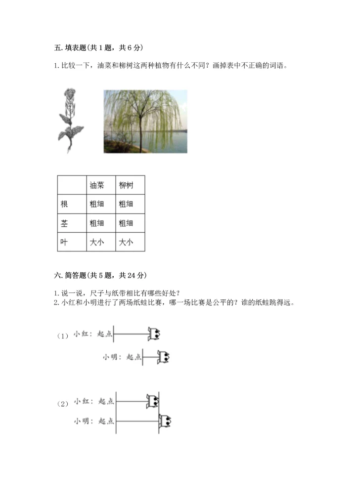 教科版科学一年级上册期末测试卷附答案【满分必刷】.docx