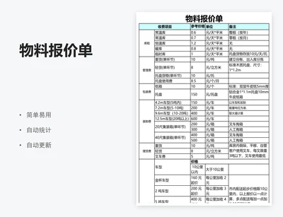 物料报价单