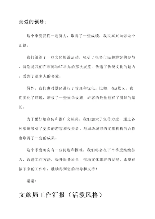文旅局工作汇报