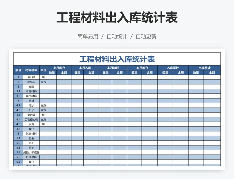 工程材料出入库统计表