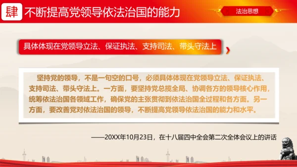全面依法治国的领导法治思想ppt模板