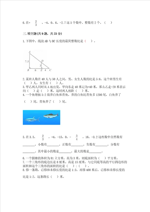 小学六年级下册数学期末测试卷附答案达标题