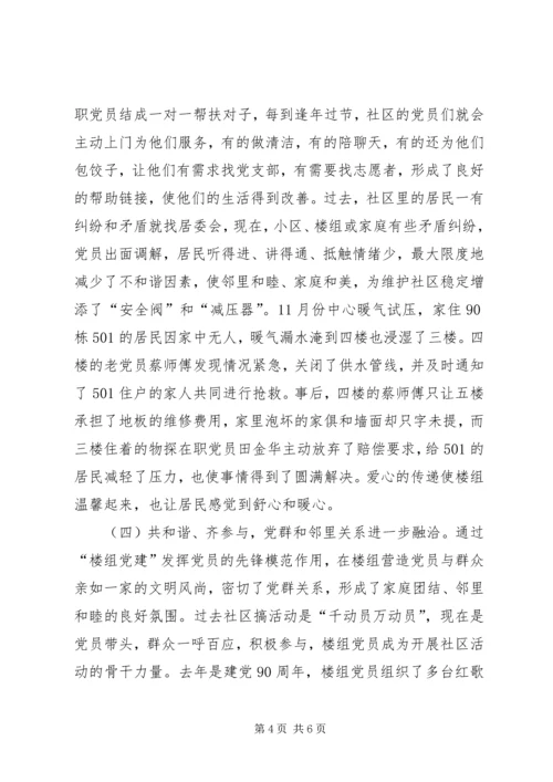 社区楼组党建务虚会经验汇报材料.docx