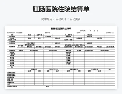 肛肠医院住院结算单