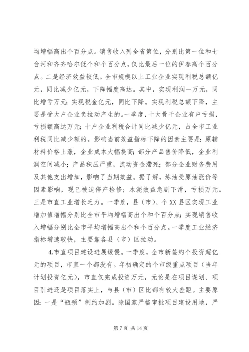 市一季度重点工作推进落实情况的督查调研报告.docx
