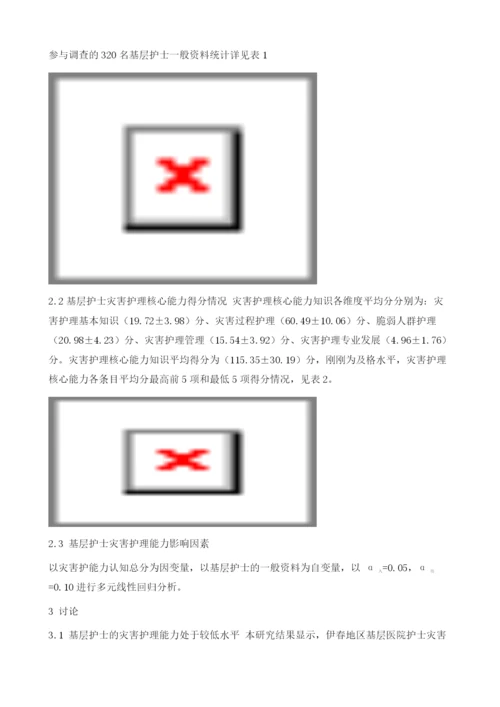 伊春地区基层护士灾害护理认知水平现状调查及影响因素研究.docx