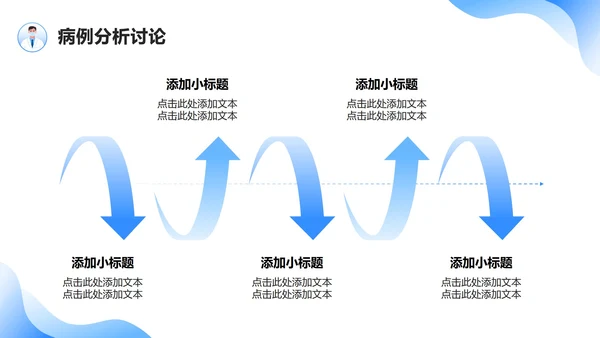 蓝色扁平插画风病例总结汇报PPT模板
