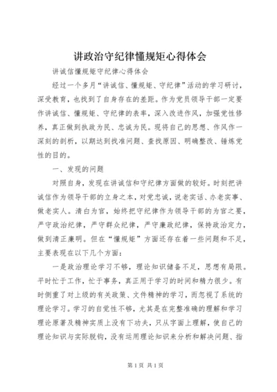 讲政治守纪律懂规矩心得体会 (2).docx