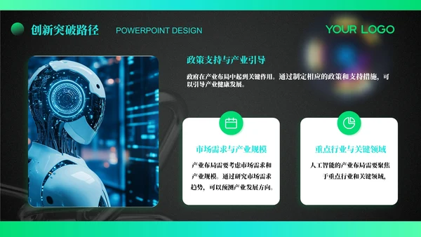 蓝绿色科技风智慧赋能人工智能年终总结PPT模板