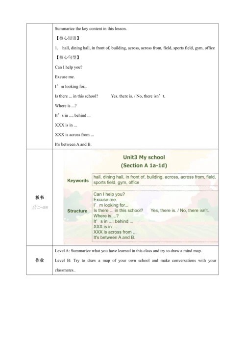 Unit 3 My School 第1课时Section A 1a-1d  教学设计【课堂无忧】人教