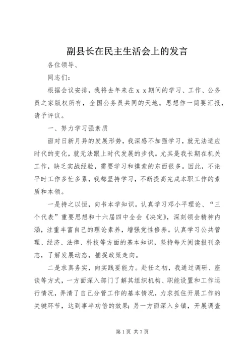 副县长在民主生活会上的发言.docx